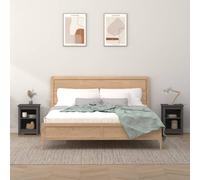 Bedside cabinets 2pcs grey 40x35x55 cm solid pine wood nightstand set with shelf