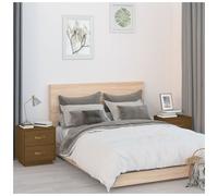 Bedside Cabinets 2pcs Honey Brown Solid Pine 40x34x45 cm Rustic Nightstand Set.