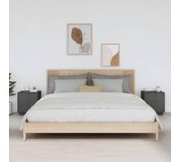 Bedside Cabinets 2pcs Solid Pinewood Grey 40x34x45 cm Faux Leather Pull Door RH