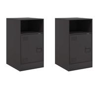 (anthracite, 2 pcs) vidaXL Bedside Cabinets Bed Table Nightstand Side Table Bed Cabinet Steel