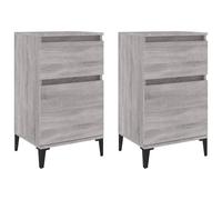 vidaXL Bedside Cabinets, Bedside Table for Bedroom, Nightstand with Storage, Telephone Stand Bed Cabinet, Industrial Style, 2 pcs Grey Sonoma