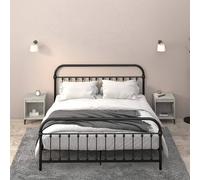 Bedside Cabinets Concrete Grey 40x35x50cm Eng. wood & Metal Modern Storage (2pc)