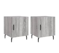 Bedside Cabinet 2pcs Smoked Oak 40x40x50 cm Engineered Wood Metal Legs & Iron.