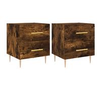 Bedside Cabinet Old Wood 40x35x47.5cm Engineered Wood Drawer Sturdy Metal Legs. [EEK: Yes]