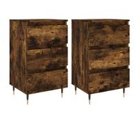 (smoked oak, 2 pcs) vidaXL Bedside Cabinets Bedside Table 2 pcs High Gloss White Engineered Wood