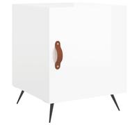 Bedside Cabinet High Gloss White 40x40x50 cm Engineered Wood Iron PU Metal Legs.