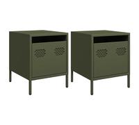 Bedside Cabinets 2pc Black Cold-Rolled Steel Industrial set 35x39x43.5 cm
