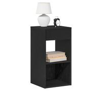 Bedside Cabinets Pair Black Engineered Wood 35x34x66.5cm 1 Drawer Open Shelf 2pc