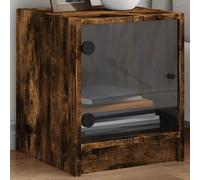 Vidaxl Bedside Cabinets With Glass Doors 2 Pcs Smoked Oak 35X37X42 Cm