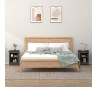 Bedside cabinets set 2pcs Solid pine wood grey 40x35x55 cm compact storage mini