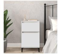 Bedside Cabinets Set of 2 White Engineered Wood 40x35x70cm Industrial Legs Slim