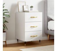 Bedside Cabinet White 40x40x66 cm Engineered Wood with Iron Legs Modern Compact