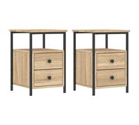 Vidaxl Bedside Cabinets 2 Pcs Sonoma Oak 34X35.5X50 Cm Engineered Wood