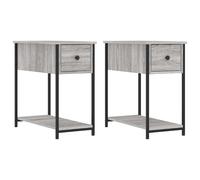 (brown oak, 2 pcs) vidaXL Bedside Cabinets Side Table Nightstand 2 pcs Smoked Oak Engineered Wood