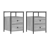 (grey sonoma) vidaXL Bedside Cabinets Nightstand Bed Table 2 pcs Sonoma Oak Engineered Wood