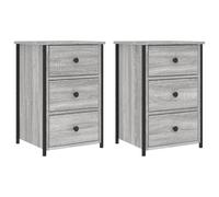 (smoked oak) vidaXL Bedside Cabinets Nightstand Bed Table 2 pcs Sonoma Oak Engineered Wood