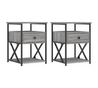 vidaXL Bedside Cabinet 2 pcs Black Oak 40 x 42 x 55 cm Engineered Wood