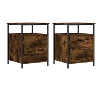 vidaXL Bedside Cabinet with Drawer 2 pcs Black Oak 34 x 35.5 x 50 cm, Black
