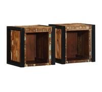 Bedside Cabinets Solid Mango Wood Multicolour 40x35x40 cm Wall-Mounted Set Pair