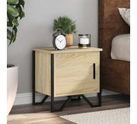 Bedside Cabinets Sonoma Oak 40x30x40 cm Engineered Wood 2-Drawer Metal Legs Set