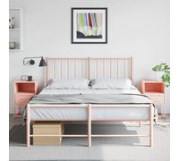 Bedside Cabinets Steel Pink 36x39x60.5 cm 2-Piece Nightstand Set with Shelves x2