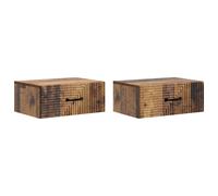 Bedside Cabinets Wall-Mounted Set of 2 Old Wood 49x34.5x20cm Eco Engineered Wood