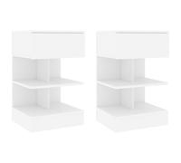 Bedside Cabinets White 40x35x65 cm Engineered Wood 2pc Modern Nightstand Storage