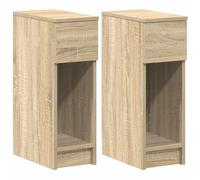 Bedside Cabinet Black Engineered Wood 20x36x60 cm 1 Drawer Open Shelf Modern Fit