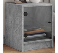 Bedside cabinet Concrete Grey 35x37x42 cm Engineered Wood with Glass Door Slim