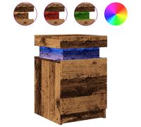 Bedside Cabinets with LED Bed Side Table 2 pcs Old Wood Engineered vidaXL