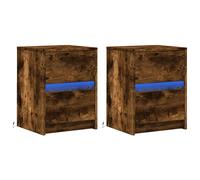 Bedside Cabinets with LED Lights Bed Table Bed Cabinet Engineered Wood vidaXL