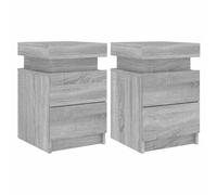 vidaXL Bedside Cabinets with LED Lights 2 pcs Grey Sonoma 35x39x55 cm