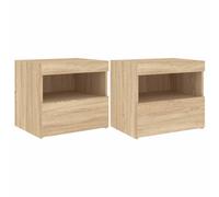 Bedside Cabinets with LED Lights Nightstand Bed Table 2 pcs Sonoma Oak vidaXL