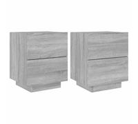Bedside Cabinets with LED Lights Nightstand Bed Table Engineered Wood vidaXL