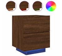Bedside Cabinets with LED Lights Nightstand Bed Table Engineered Wood vidaXL