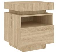 vidaXL Bedside Cabinet with LED Lights Smoked Oak 40x39x48.5 cm