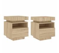 Bedside Cabinets with LED Lights Nightstand Bed Table Side Cabinet vidaXL