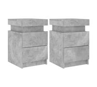 Bedside Cabinets with LED Lights Nightstand Table 2 pcs Concrete Grey vidaXL