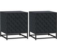 Homcom Bedside Table Set Of 2, Nightstand Side Table With 2 Drawers, Steel Legs In Black Black One Size