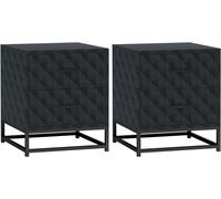 Bedside Table Set of 2, Nightstand with 2 Drawers, Steel Legs HOMCOM Black 2 Pack