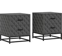 HOMCOM Bedside Table Set of 2, Nightstand with 2 Drawers, Steel Legs, Grey