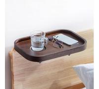 Bedside Caddy Clip-On Shelf with Cup Holder, Floating Nightstand Tray for Storage, Ideal for Dorms and Bedrooms, Wooden Design