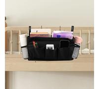 Bedside Caddy Hanging Bunk Bed Organizer with Hooks Oxford Cloth Bedside Storage Organizer Bed Hanging Bag Magazine Holder Pocket for Home Bedroom Dorm Hospital(black)