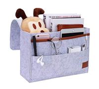 Bedside Caddy Pocket, Felt Hanging Storage Organizer, Home Sofa Desk Bed Storage Bag Large Capacity for Sorting Magazine, Phone, Earphone, Remote, Glasses, Pen, Grey