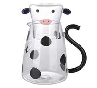 Bedside Carafe and Glass Set - Cow Water Pitcher with Cup, Animal Milk Jug, Cute Beverage Container with Lid