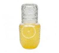 Bedside Carafe and Glass Set - Decanter Cup Cover, Space Saving Beverage Server, Modern Transparent Smooth Rounded Styling | Break Resistant Container for Home Hospitality Sleep Area Morning