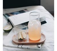 Bedside Carafe Set with Tumbler Glass - Desktop Cold Hot Water Bottle - Mouthwash Bottle for Bathroom - 2 Piece Pitcher and Cup Night Set - 500ML/17.5 OZ (Transparent)