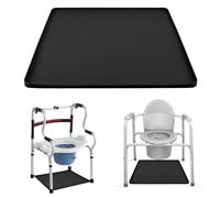 Bedside Commode Floor Protector Mat,60X60cm Portable Silicone Toilet Mat with Raised Edge Waterproof Non-Slip Floor Protector Recycle Commode Toilet Pad for Under Raised Toilet Seat Adults Potty Chair
