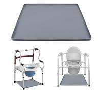 Bedside Commode Floor Protector Mat,60X60cm Portable Silicone Toilet Mat with Raised Edge Waterproof Non-Slip Floor Protector Recycle Commode Toilet Pad for Under Raised Toilet Seat Adults Potty Chair