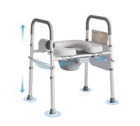 Bedside Commode for Seniors, FSA/HSA Eligible Bedside Toilet with Adjustable Width and Height, 400 LBS Weight Capacity, 16.5 Inch Extra Large Soft Seat Plate